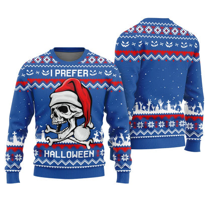 I Prefer Halloween Funny Ugly Sweater Royal