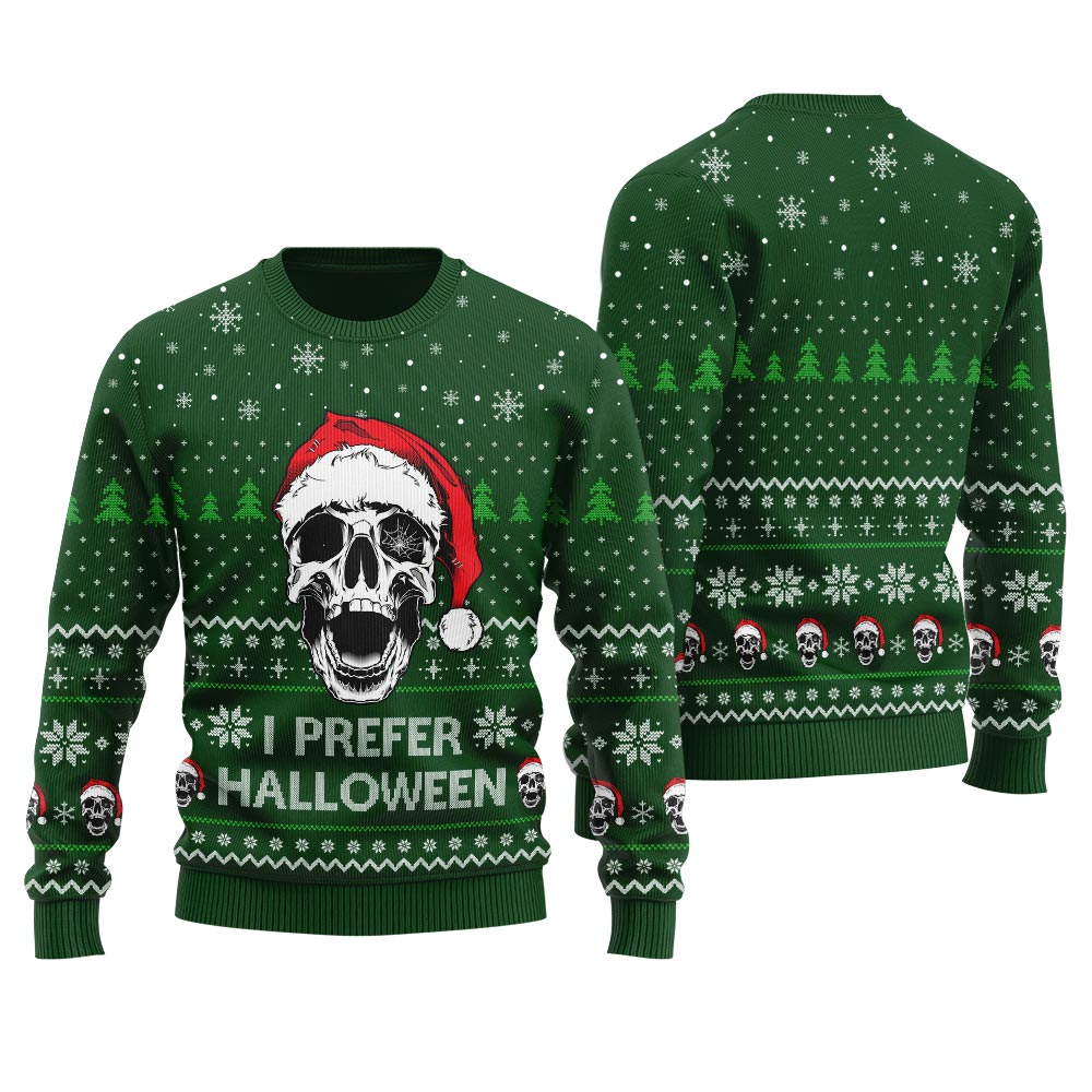 I Prefer Halloween Men's Funny Ugly Xmas Holiday Sweater