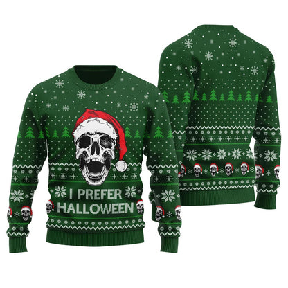 I Prefer Halloween Men's Funny Ugly Xmas Holiday Sweater
