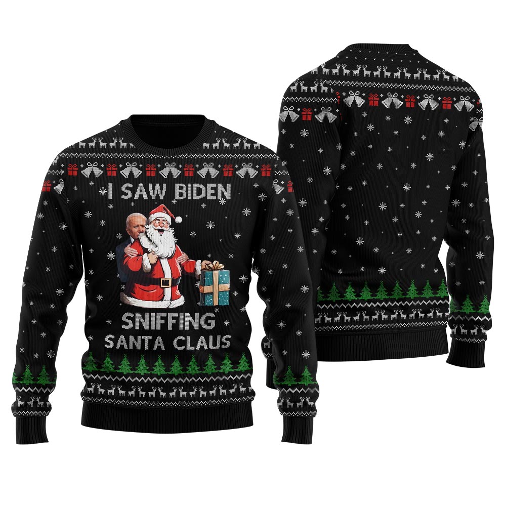 I Saw Biden Sniffing Santa Claus Christmas Men's Ugly Sweater