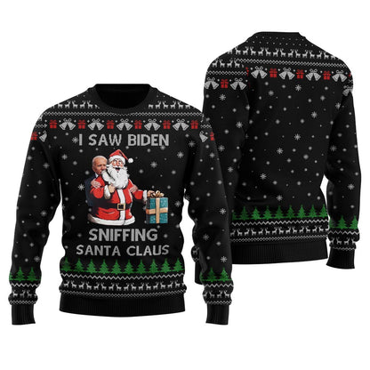 I Saw Biden Sniffing Santa Claus Christmas Men's Ugly Sweater
