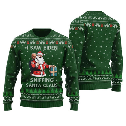 I Saw Biden Sniffing Santa Claus Christmas Men's Ugly Sweater