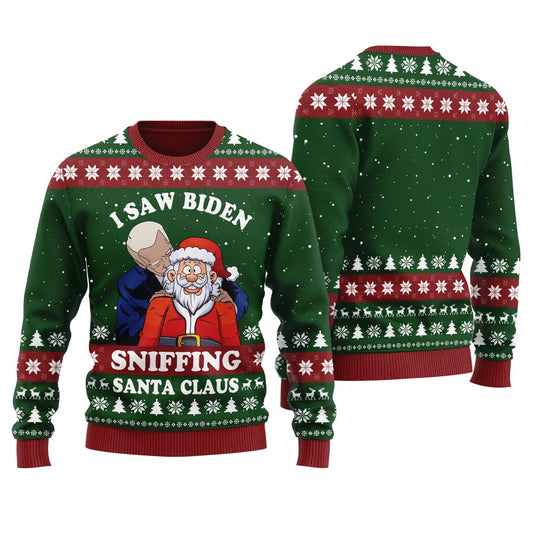 I See Biden Sniffing Santa Claus Ugly Christmas Sweater