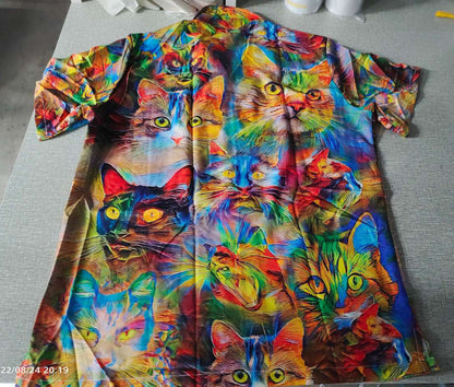 Cat Beautiful Colorful Painting - Hawaiian Shirt 