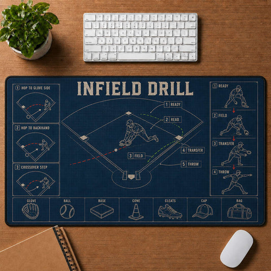 Infield Drill Blueprint Desk Mat | 5To9Vibe