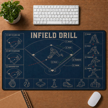 Infield Drill Blueprint Desk Mat | 5To9Vibe