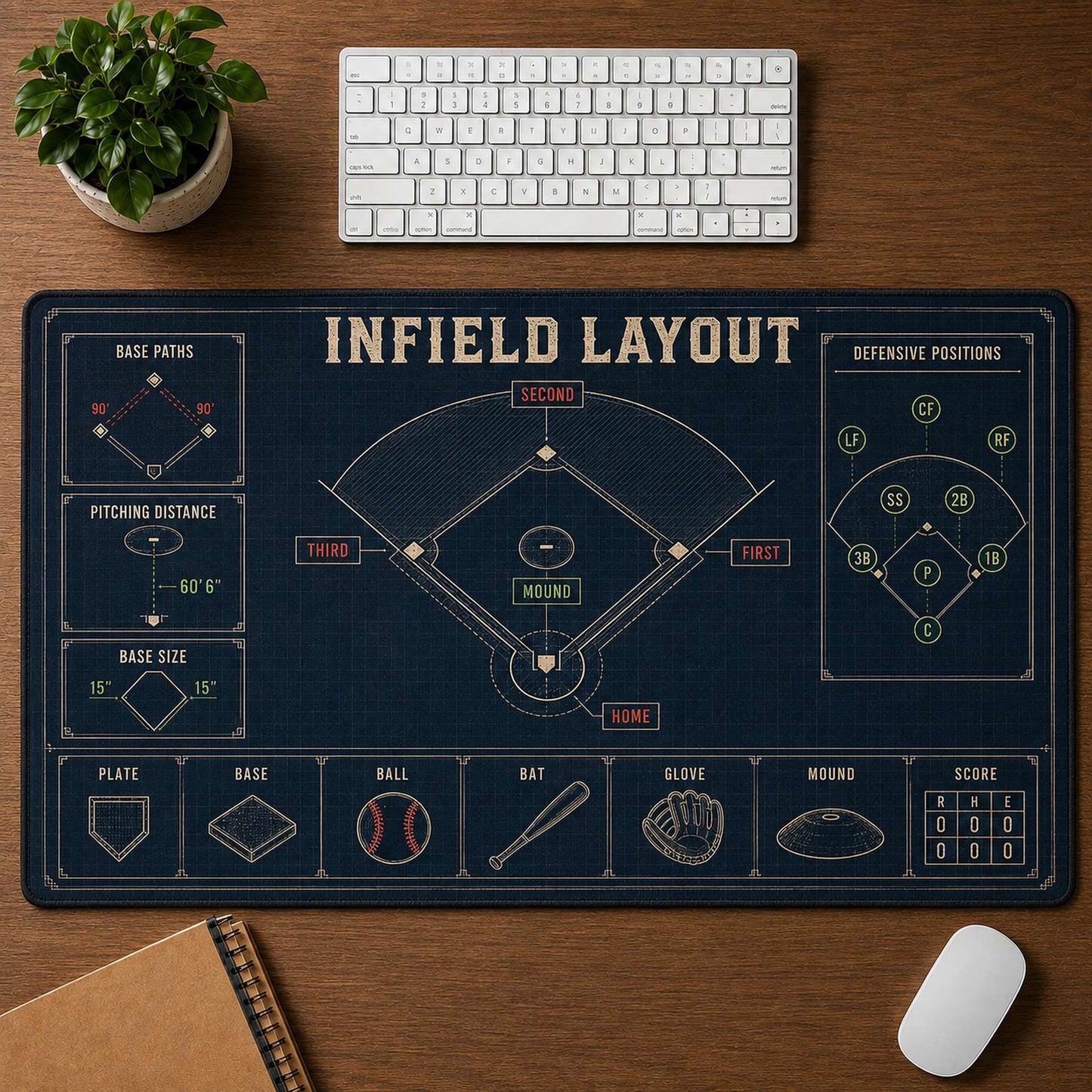 Infield Layout Blueprint Desk Mat | 5To9Vibe