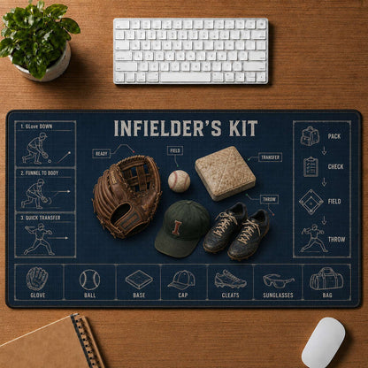 Infielder's Kit Blueprint Desk Mat | 5To9Vibe