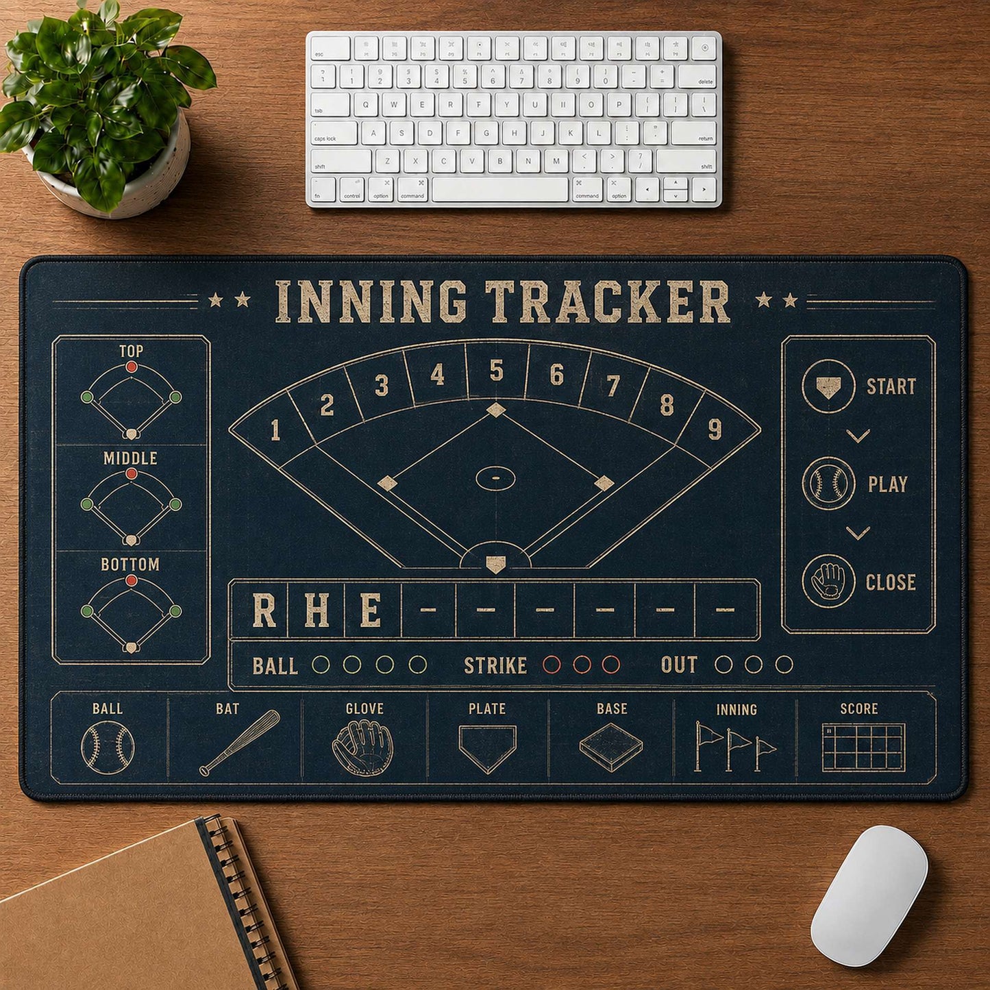 Inning Tracker Blueprint Desk Mat | 5To9Vibe
