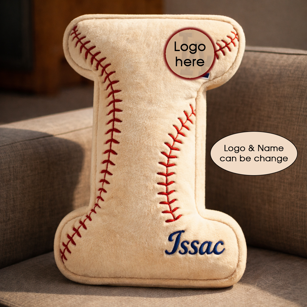 Baseball Pillow Custom Name & Logo Gift For Kids, Friends, Family Irregular-Shaped Pillow Custom-Shaped Pillow-5TO9VIBE