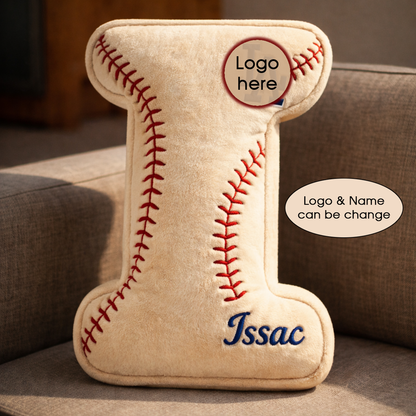 Baseball Pillow Custom Name & Logo Gift For Kids, Friends, Family Irregular-Shaped Pillow Custom-Shaped Pillow-5TO9VIBE
