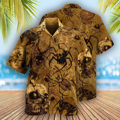 Skull Im Only Here For The Spiders - Hawaiian Shirt 