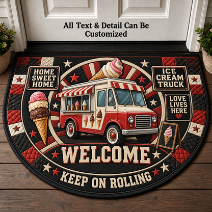 Ice Cream Truck Personalized Half Round Mat | 5To9Vibe