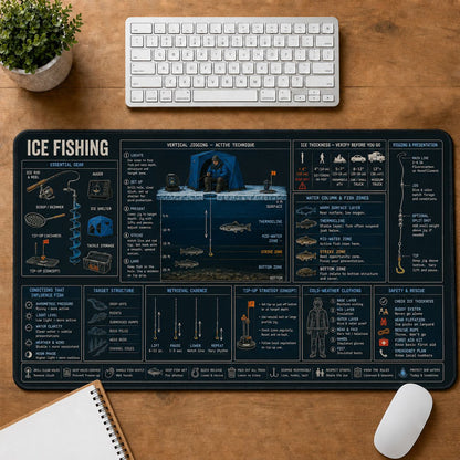 Ice Fishing Fishing Field Guide Desk Mat | 5To9Vibe