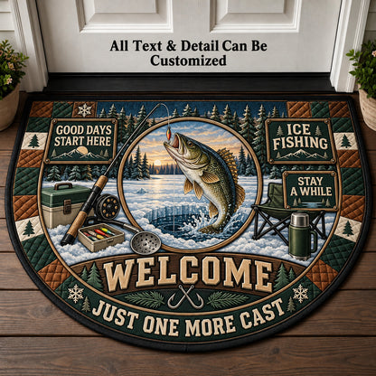 Ice Fishing Personalized Half Round Mat | 5To9Vibe