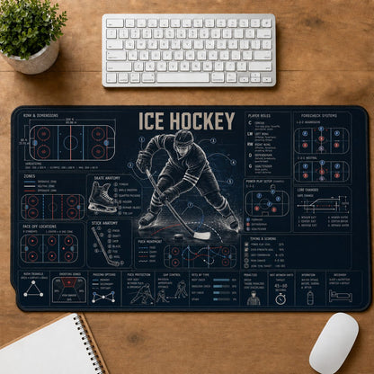 Ice Hockey Sports Visual Guide Desk Mat | 5To9Vibe
