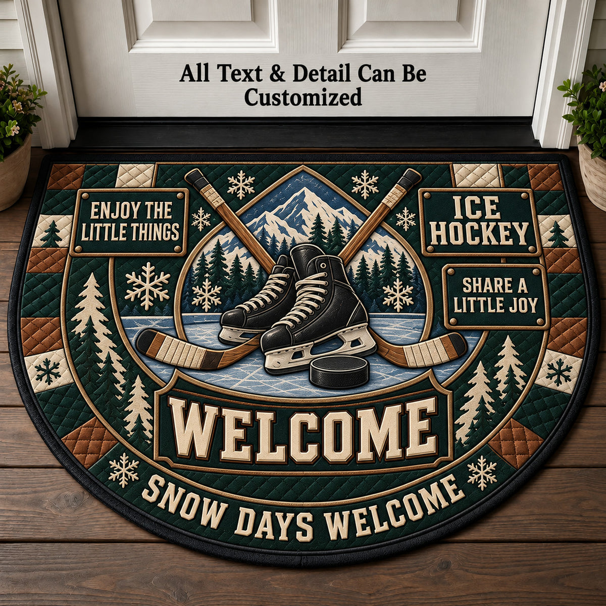 Ice Hockey Personalized Half Round Mat | 5To9Vibe