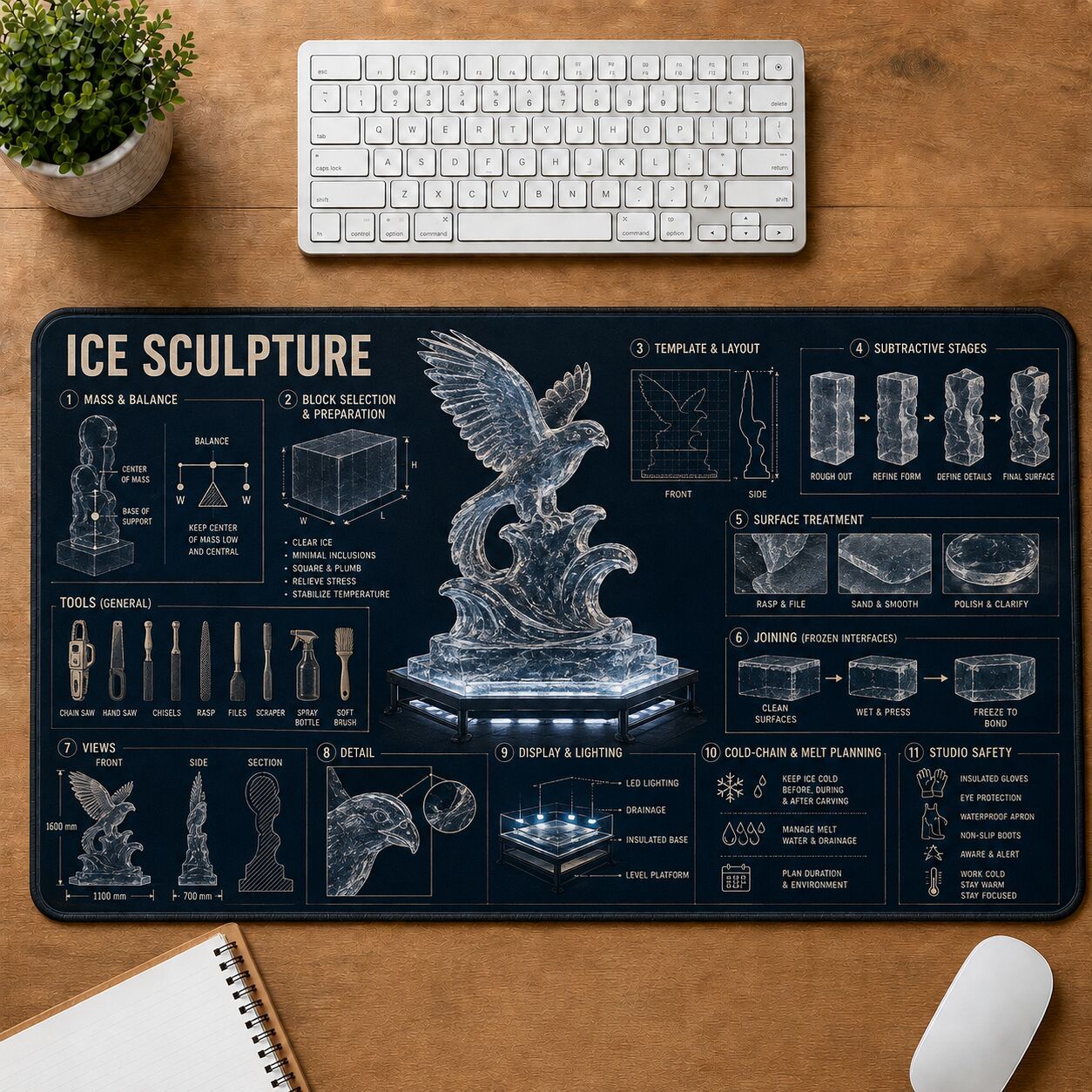 Ice Sculpture Creative Reference Guide Desk Mat | 5To9Vibe