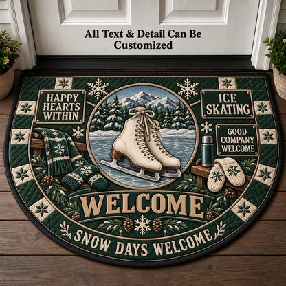 Ice Skating Personalized Half Round Mat | 5To9Vibe