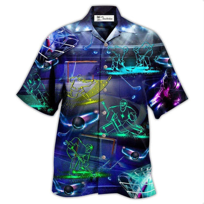 Hawaiian Shirt / Adults / S Ice Hockey Neon Art - Hawaiian Shirt 