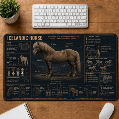 Icelandic Horse Horse and Equestrian Visual Guide Desk Mat | 5To9Vibe