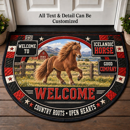 Icelandic Horse Personalized Half Round Mat | 5To9Vibe