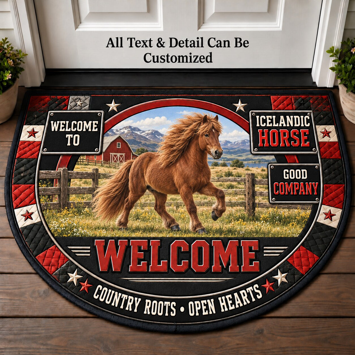 Icelandic Horse Personalized Half Round Mat | 5To9Vibe