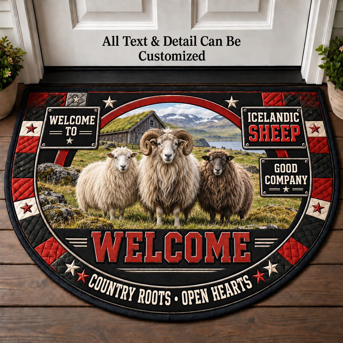 Icelandic Sheep Personalized Half Round Mat | 5To9Vibe