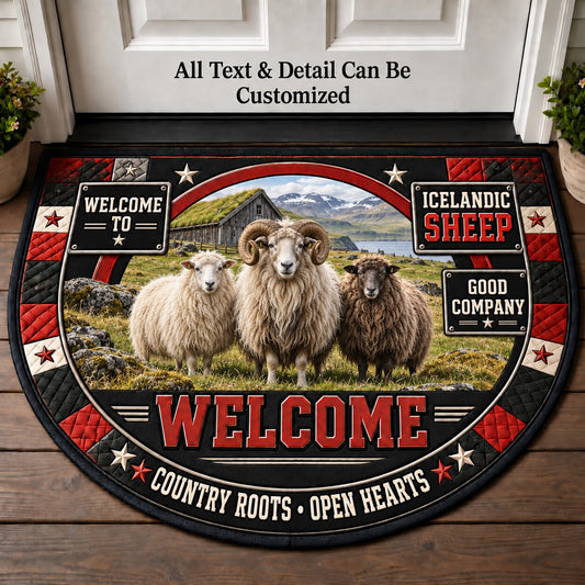 Icelandic Sheep Personalized Half Round Mat | 5To9Vibe