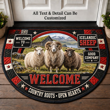 Icelandic Sheep Personalized Half Round Mat | 5To9Vibe