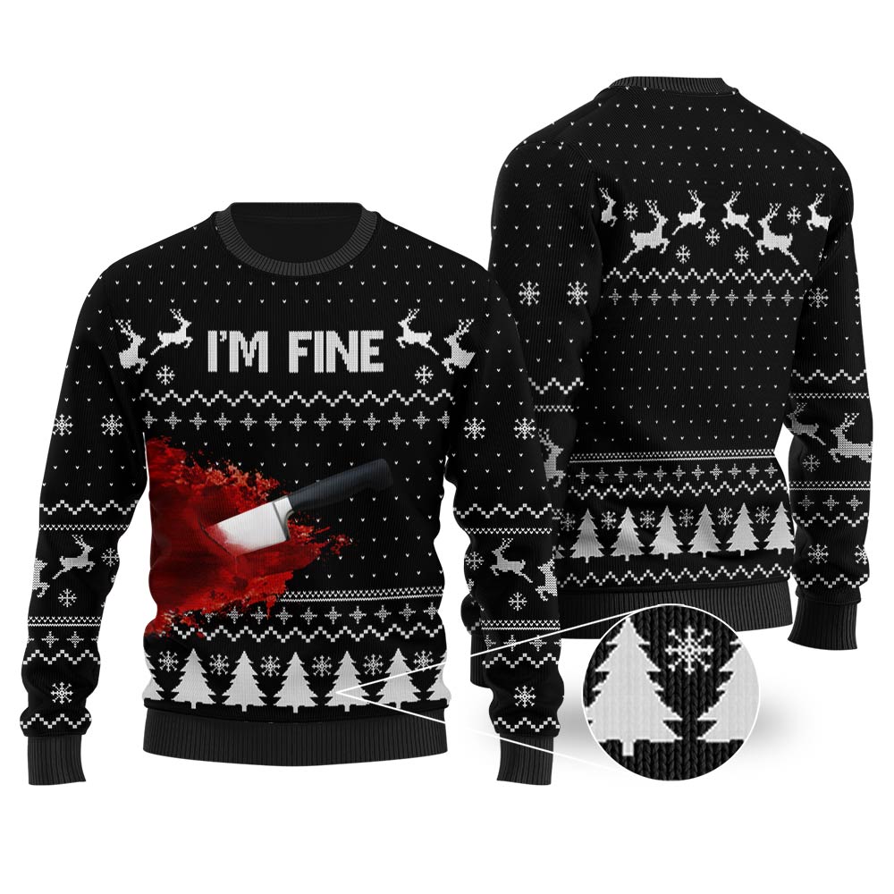I'm Fine Ugly Christmas Sweater Black