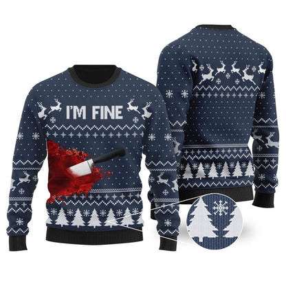 I'm Fine Ugly Christmas Sweater Navy