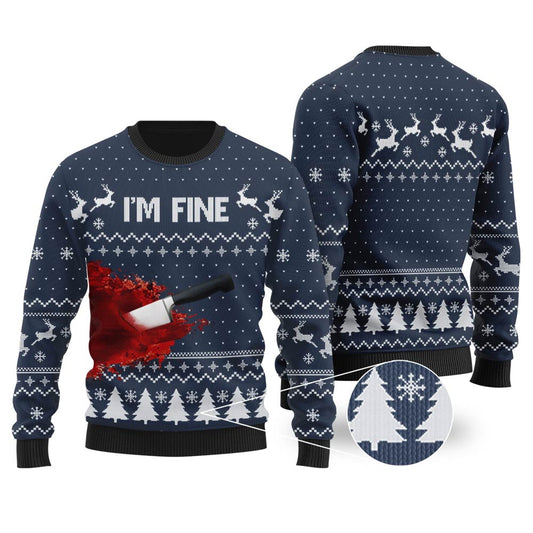 I'm Fine Ugly Christmas Sweater Navy