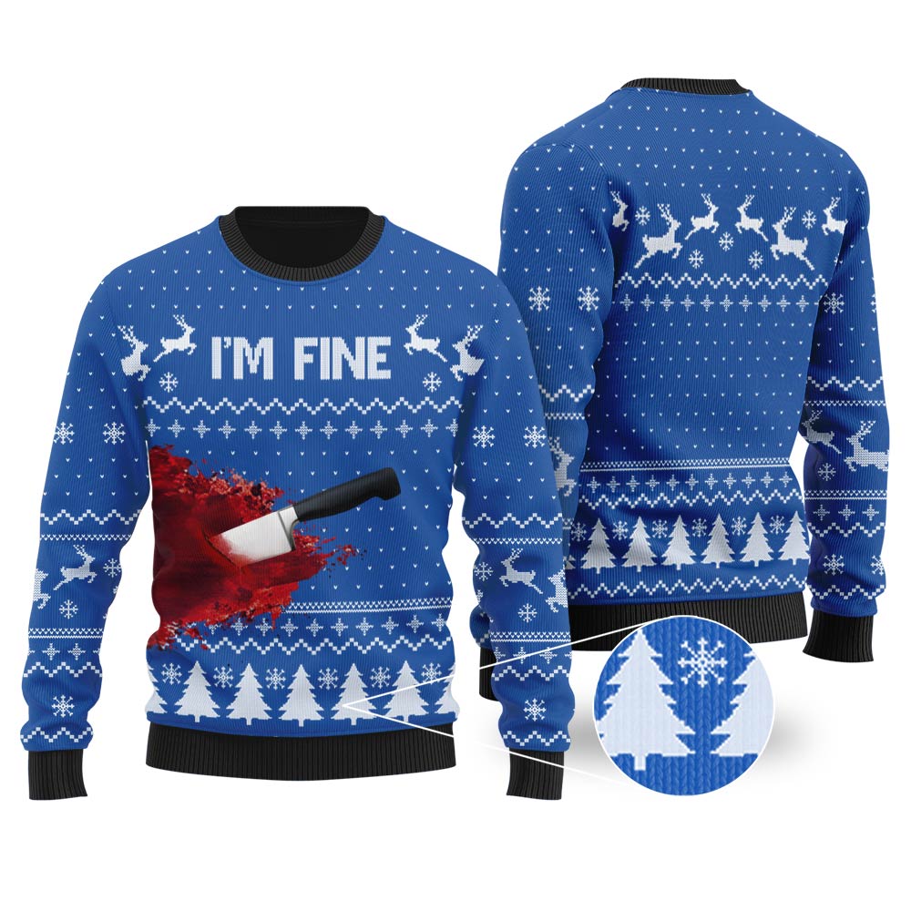 I'm Fine Ugly Christmas Sweater Royal