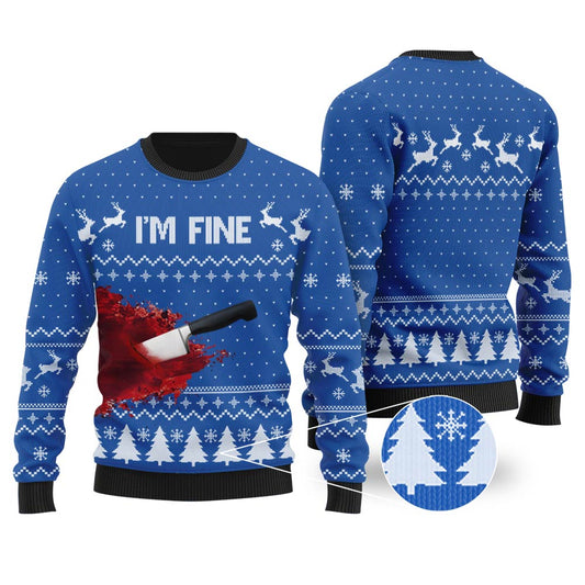 I'm Fine Ugly Christmas Sweater Royal