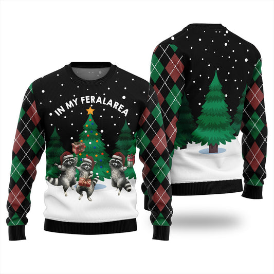 In My Feral Area Raccoon Christmas Sweater