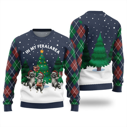 In My Feral Area Raccoon Christmas Sweater