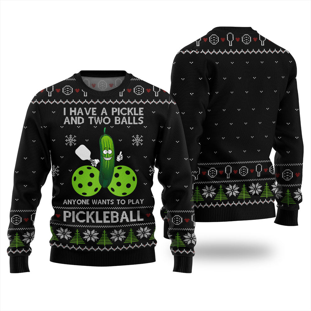Inappropriate Pickleball Ugly Christmas Sweater