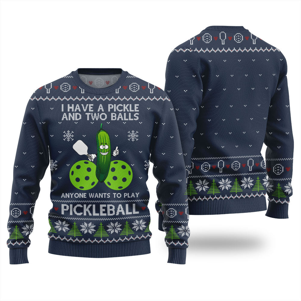 Inappropriate Pickleball Ugly Christmas Sweater