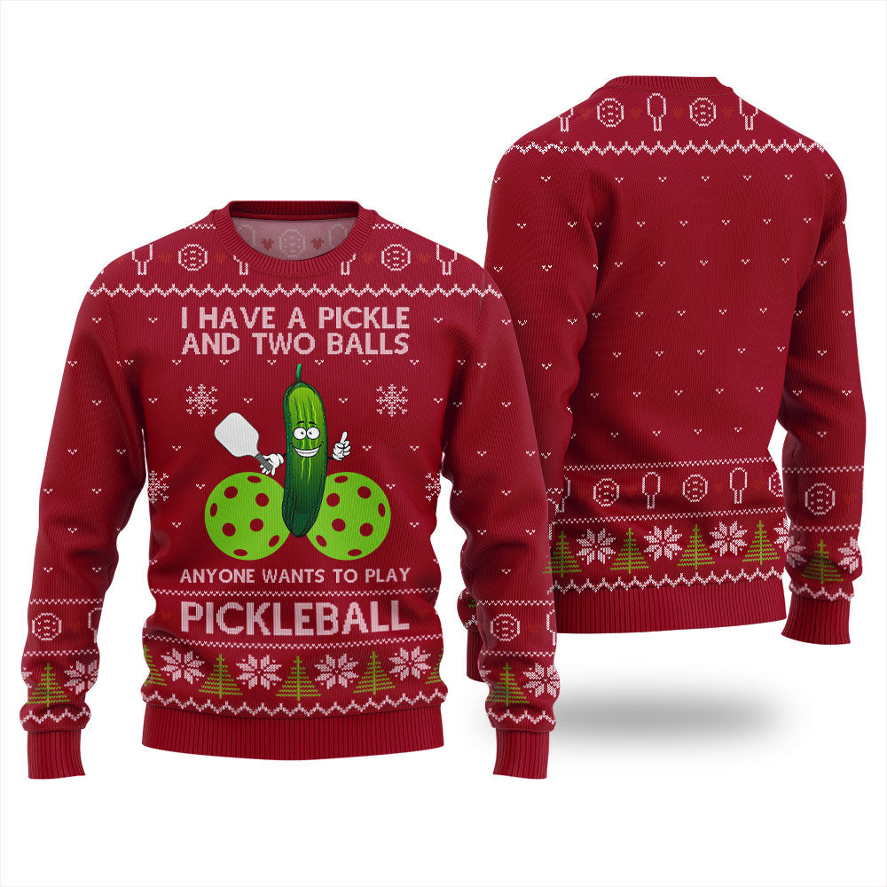 Inappropriate Pickleball Ugly Christmas Sweater