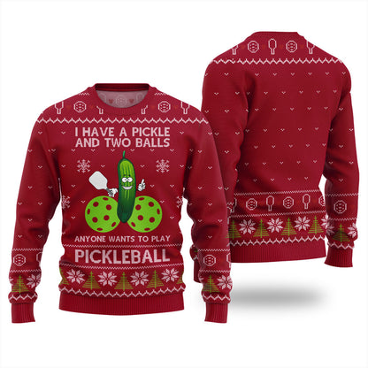 Inappropriate Pickleball Ugly Christmas Sweater