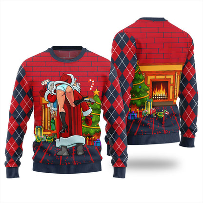 Inappropriate Santa Funny Ugly Christmas Sweater