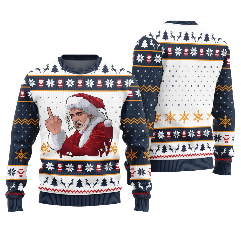 Inappropriate Santa Ugly Christmas Sweater For Adults