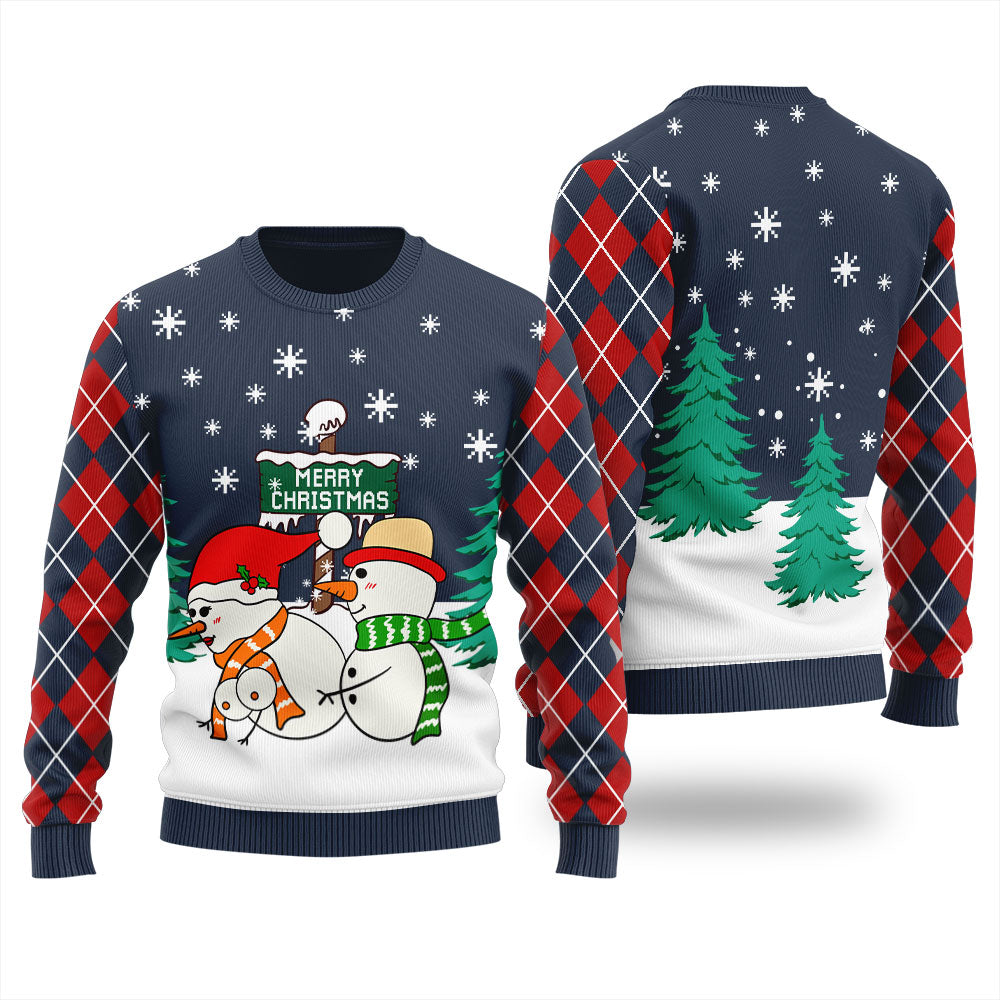 Inappropriate Snowman Christmas Ugly Sweater Women's