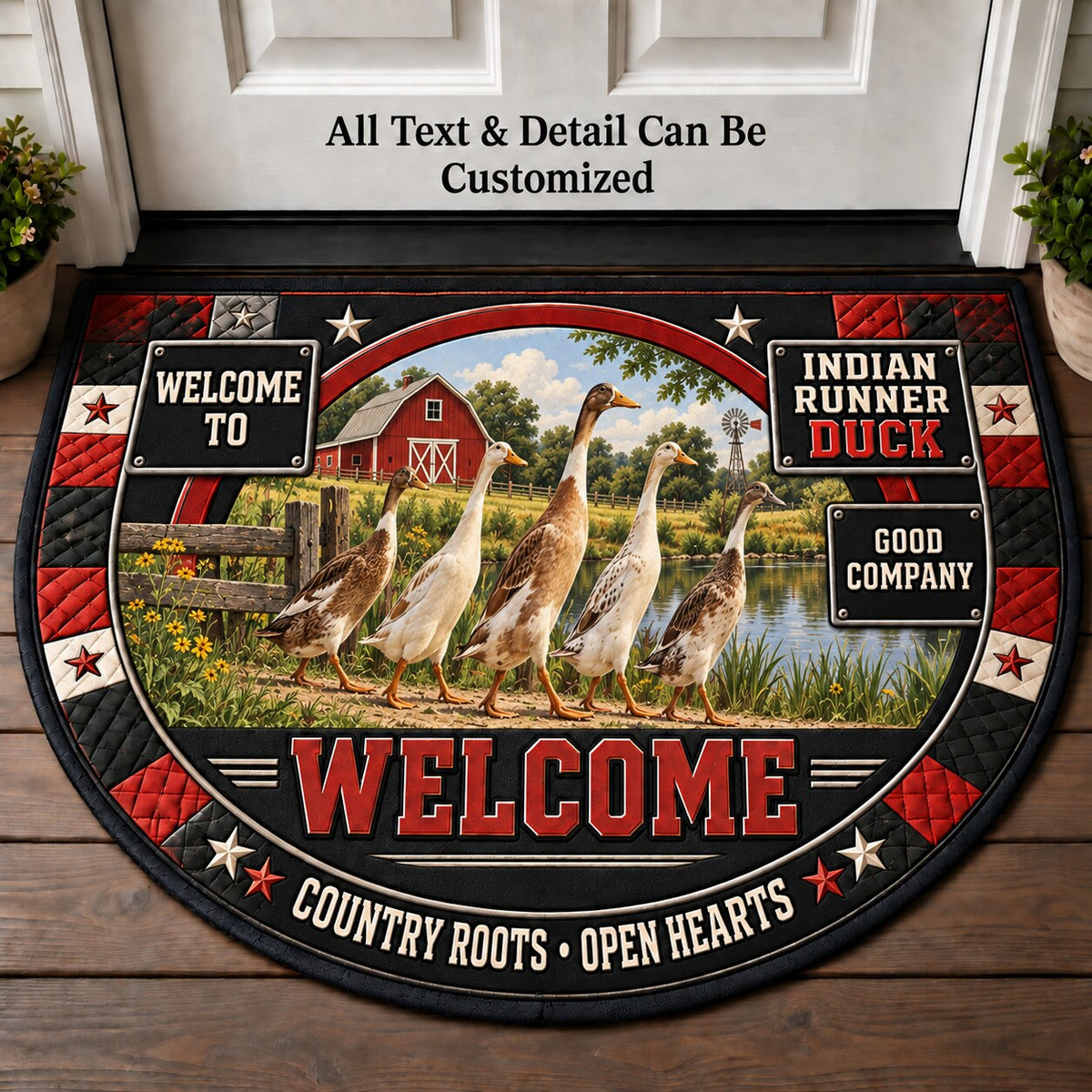 Indian Runner Duck Personalized Half Round Mat | 5To9Vibe