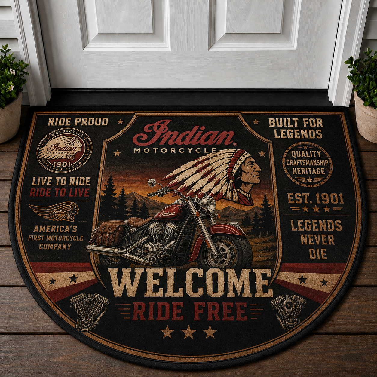 Motorcycle Garage Welcome Mat - Custom Built Biker Workshop Doormat - 5to9vibe