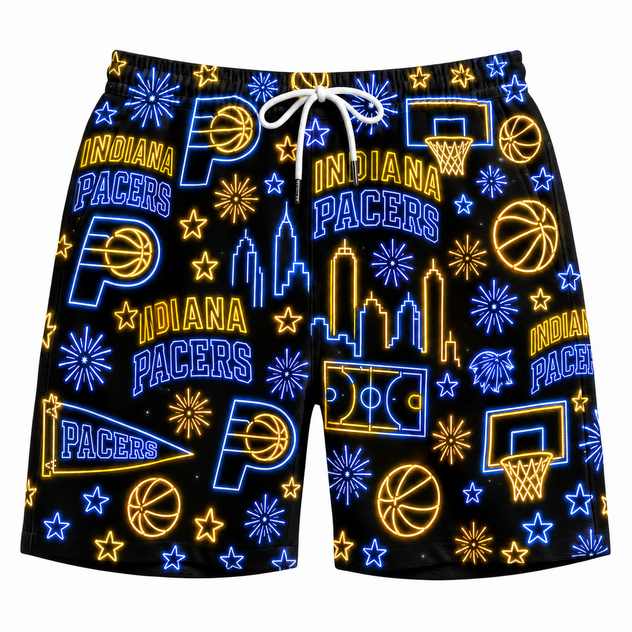 All Basketball Teams Neon Pattern Vibe Summer Party Button-Up Unisex Hawaiian Shirt For Men and Women