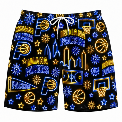 All Basketball Teams Neon Pattern Vibe Summer Party Button-Up Unisex Hawaiian Shirt For Men and Women