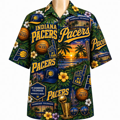 All Basketball Teams Tropical Sunset Paradise Pattern Vibe Summer Party Button-Up Unisex Hawaiian Shirt For Men and Women