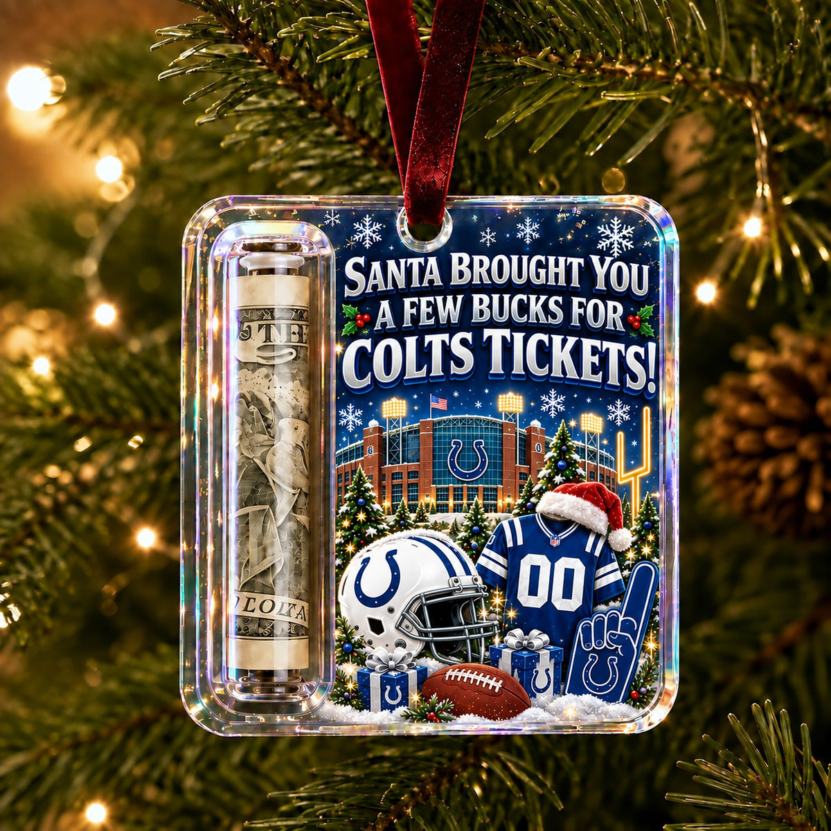 All Football Teams Christmas Money Holder Glass Ornament - 5to9vibe